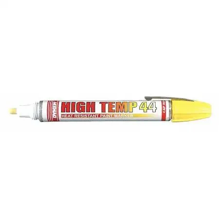 Yellow Dykem industrial paint marker with aluminium barrel and clip