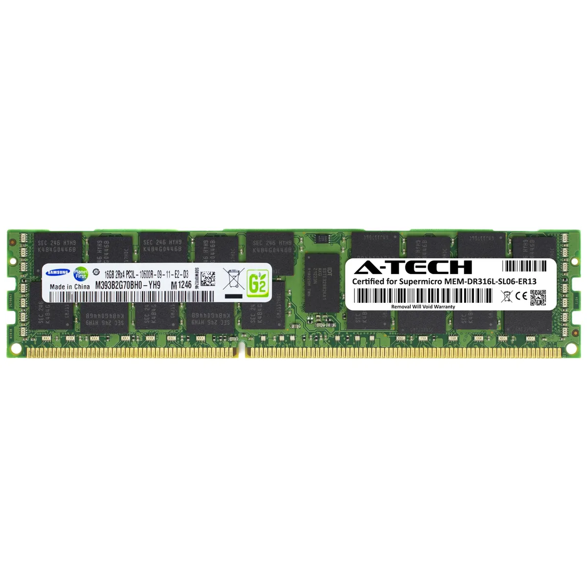A-Tech A-Tech Supermicro Certified 16GB DDR3L 1333MHz ECC RDIMM 2Rx4 1.35V 240-Pin Server RAM — product photo