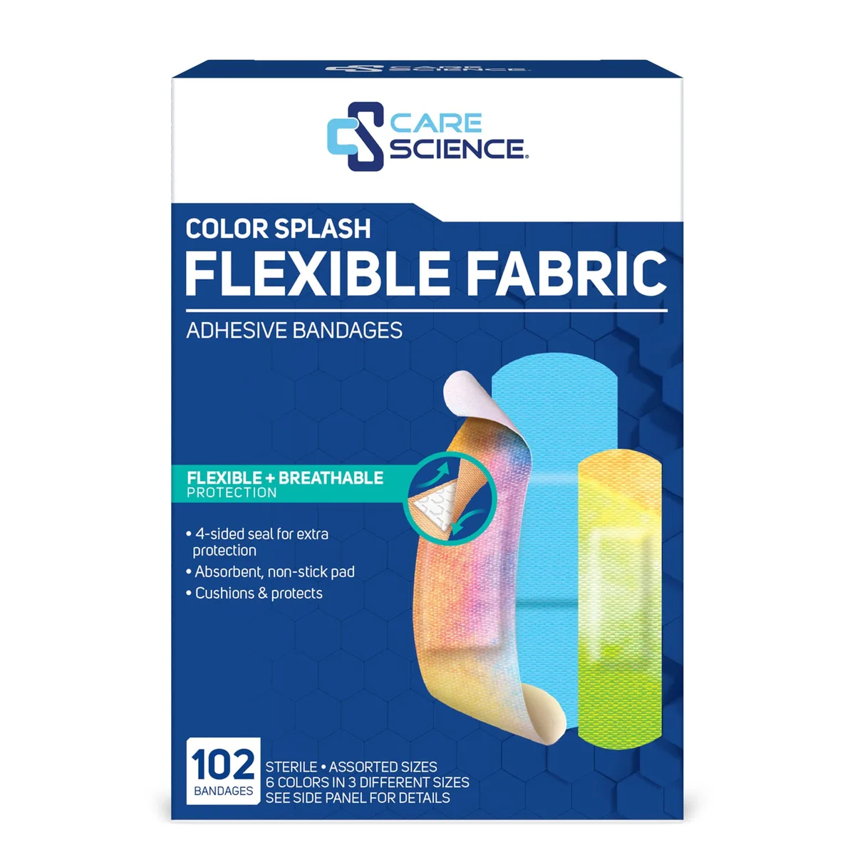  Care Science Color Splash Fabric Adhesive Bandages 102ct — product photo