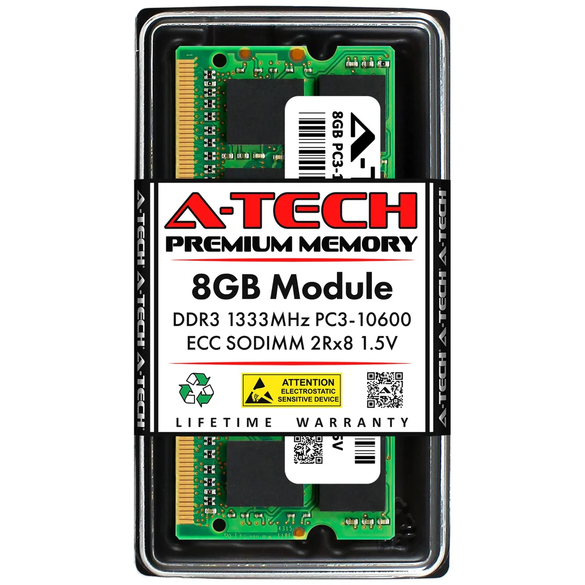 A-Tech A-Tech 8GB DDR3 1333 ECC SODIMM 204-Pin 1.5V 2Rx8 — product photo