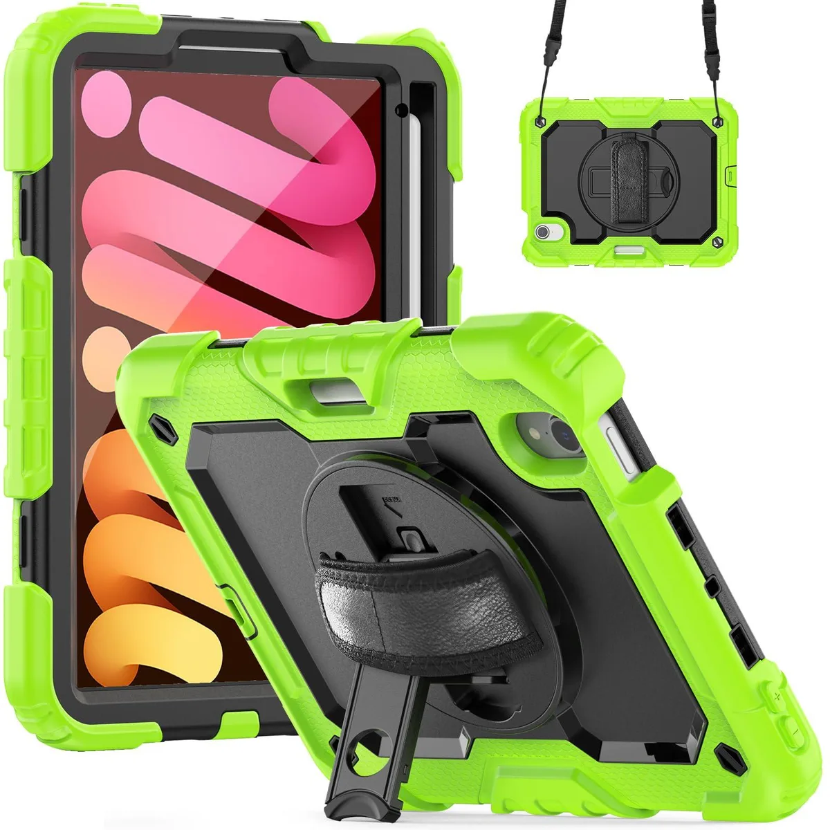 Timoom Timoom Heavy Duty Shockproof Case 8.3" Green 360° Stand Straps — product photo