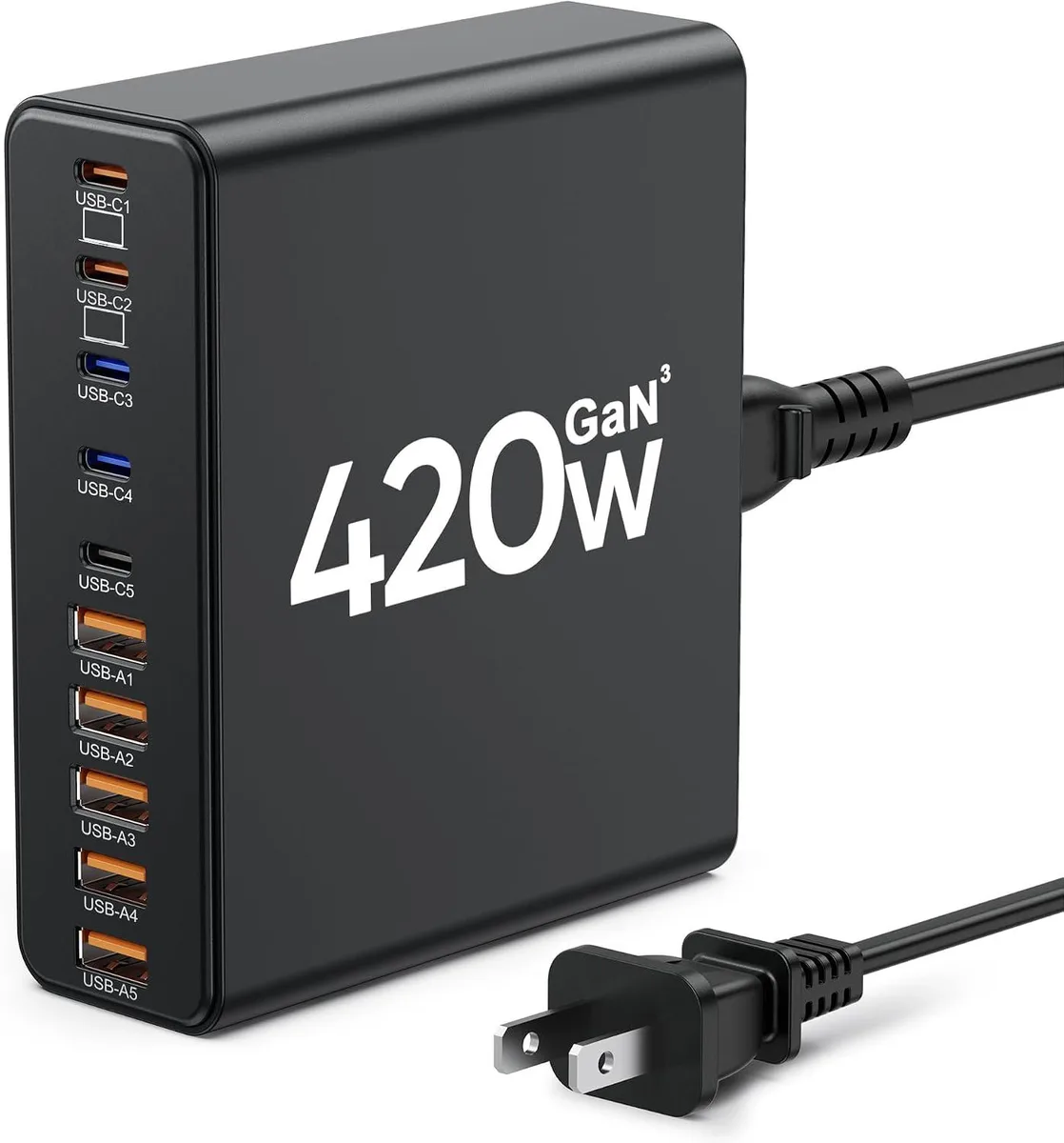 ONITOON ONITOON 420W 10-Port USB-C/A GaN Wall Charger (Black) — product photo
