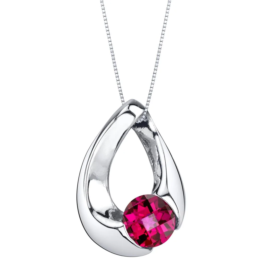 Oravo Oravo Created Ruby Sterling Silver Slider Pendant Necklace 1.25 Carats 18" .925 — product photo