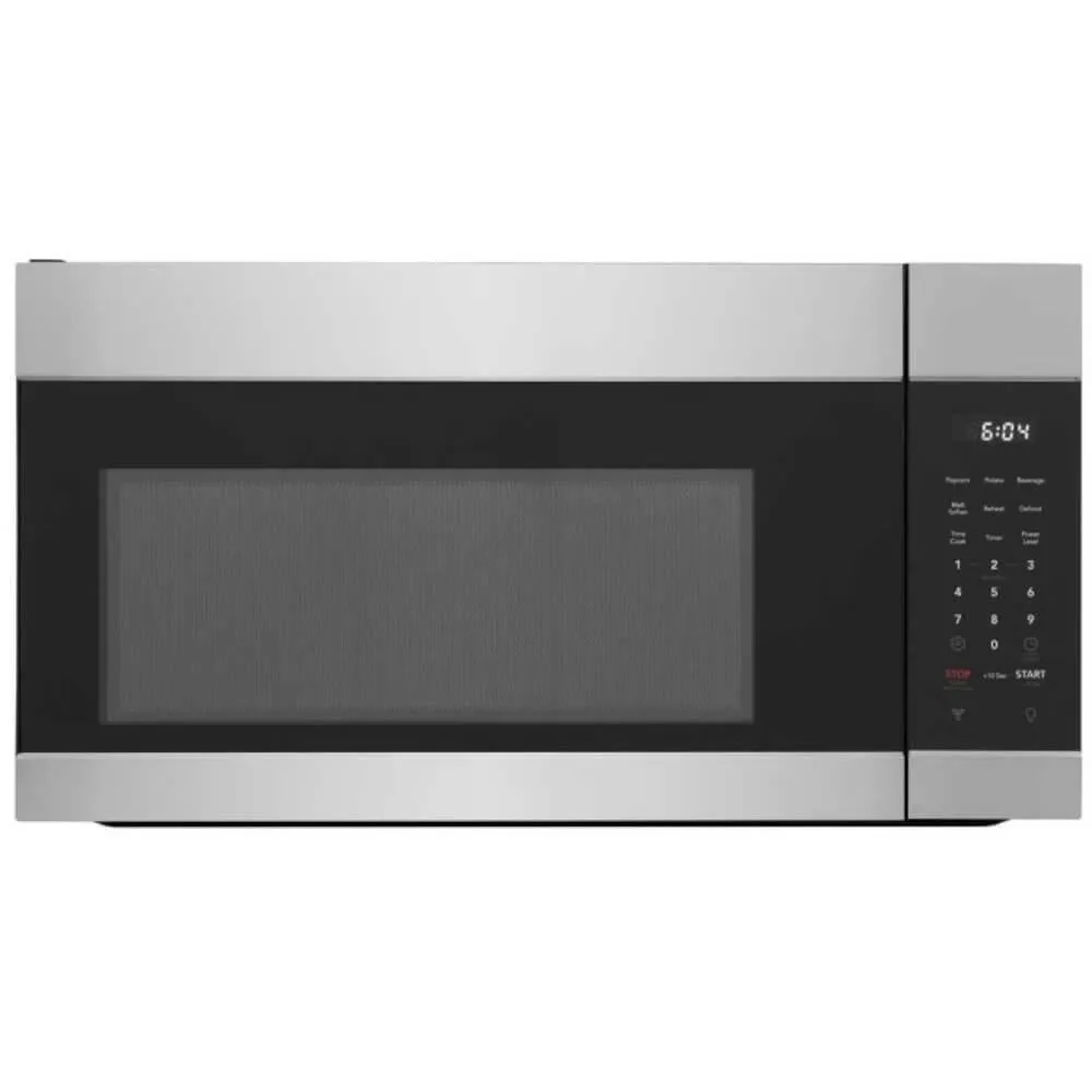 Stainless steel microwave unit with front control panel and door handle
