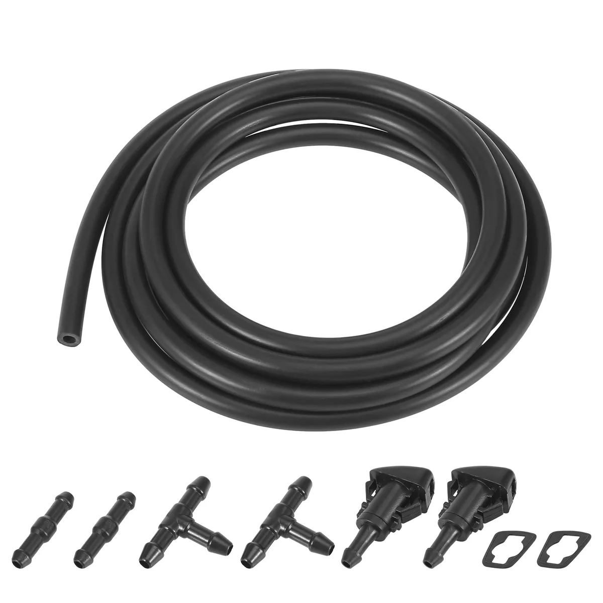 Unique-Bargains Unique-Bargains 7pcs Front Windshield Washer Nozzles Kit 2m Hose Black — product photo