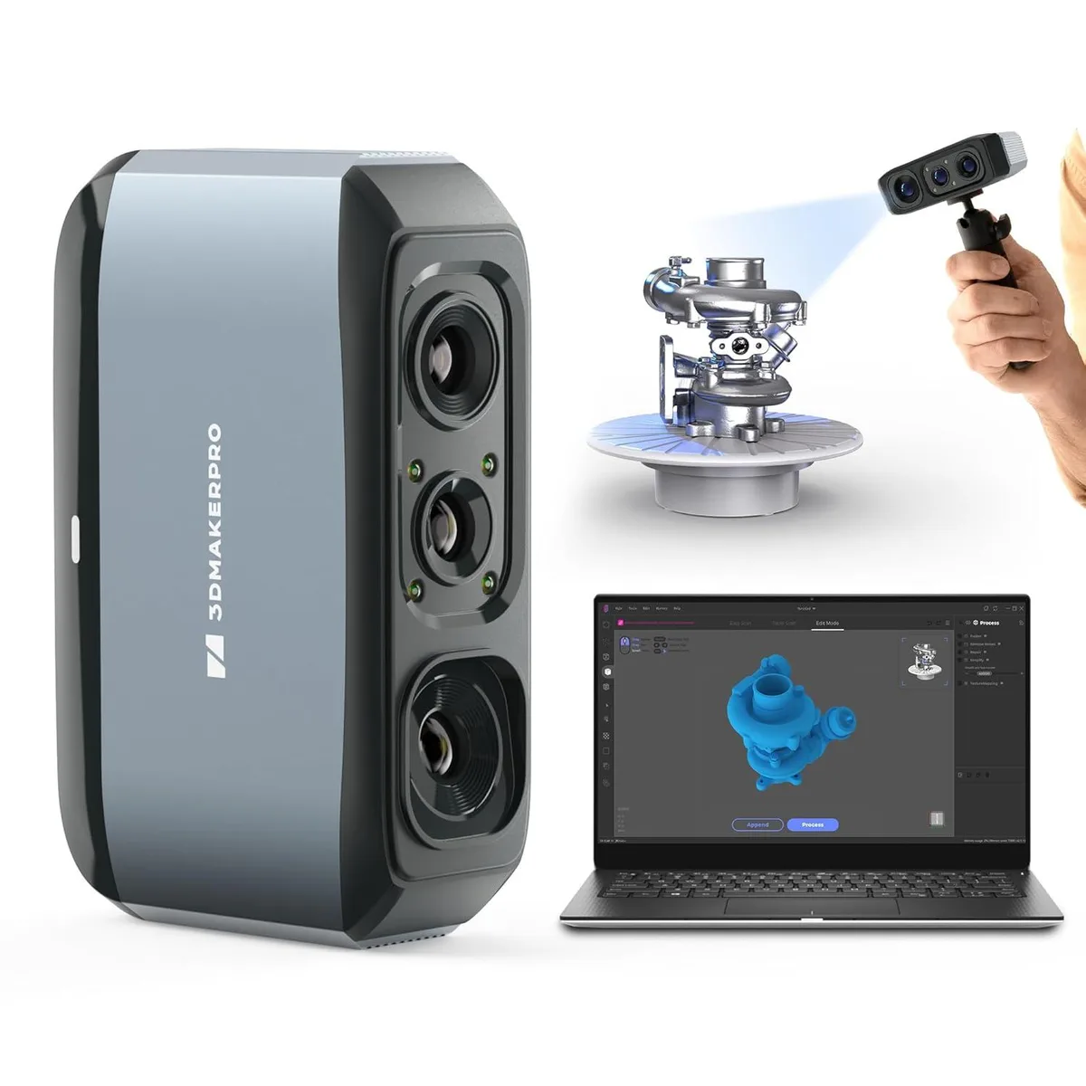 3DMakerPro 3DMakerPro Moose Premium 3D scanner 0.03mm 24-bit colour — product photo