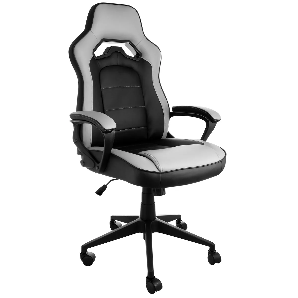 Elama Elama High Back Adjustable Faux Leather Office Chair Gray Black — product photo