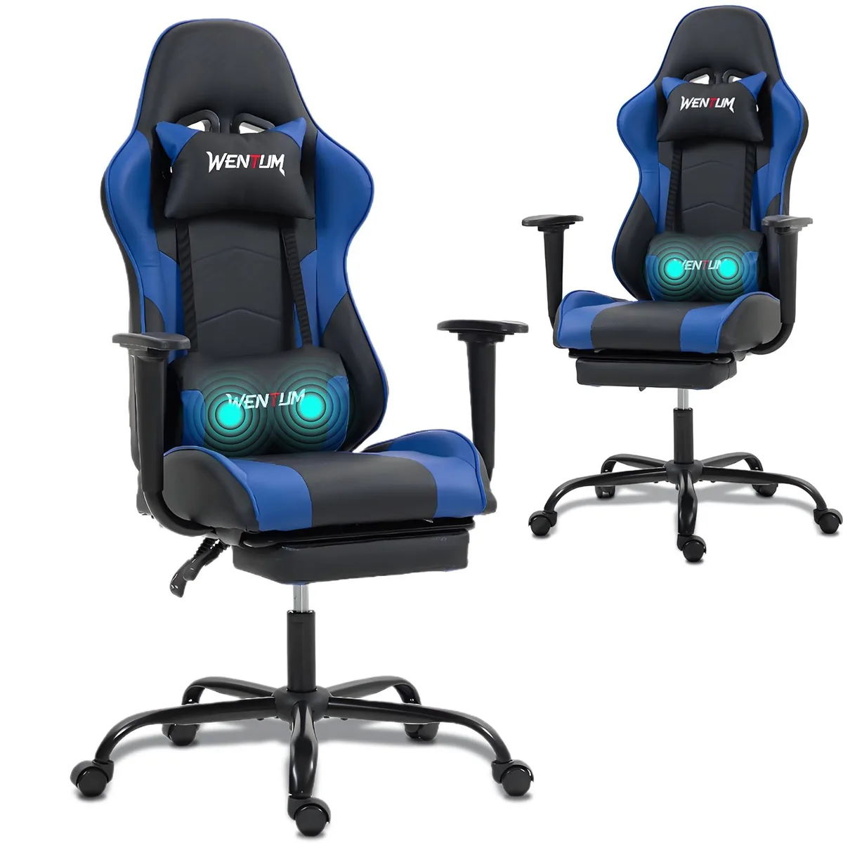 Fantasylab Fantasylab Reclining Gaming Chair with Footrest, Massage, Blue — product photo