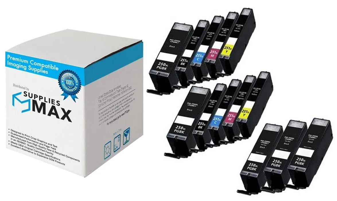 SuppliesMax SuppliesMax PGI-250XL CLI-251XL Inkjet Combo Pack 5 Black 2 Cyan 2 Magenta 2 Yellow — product photo