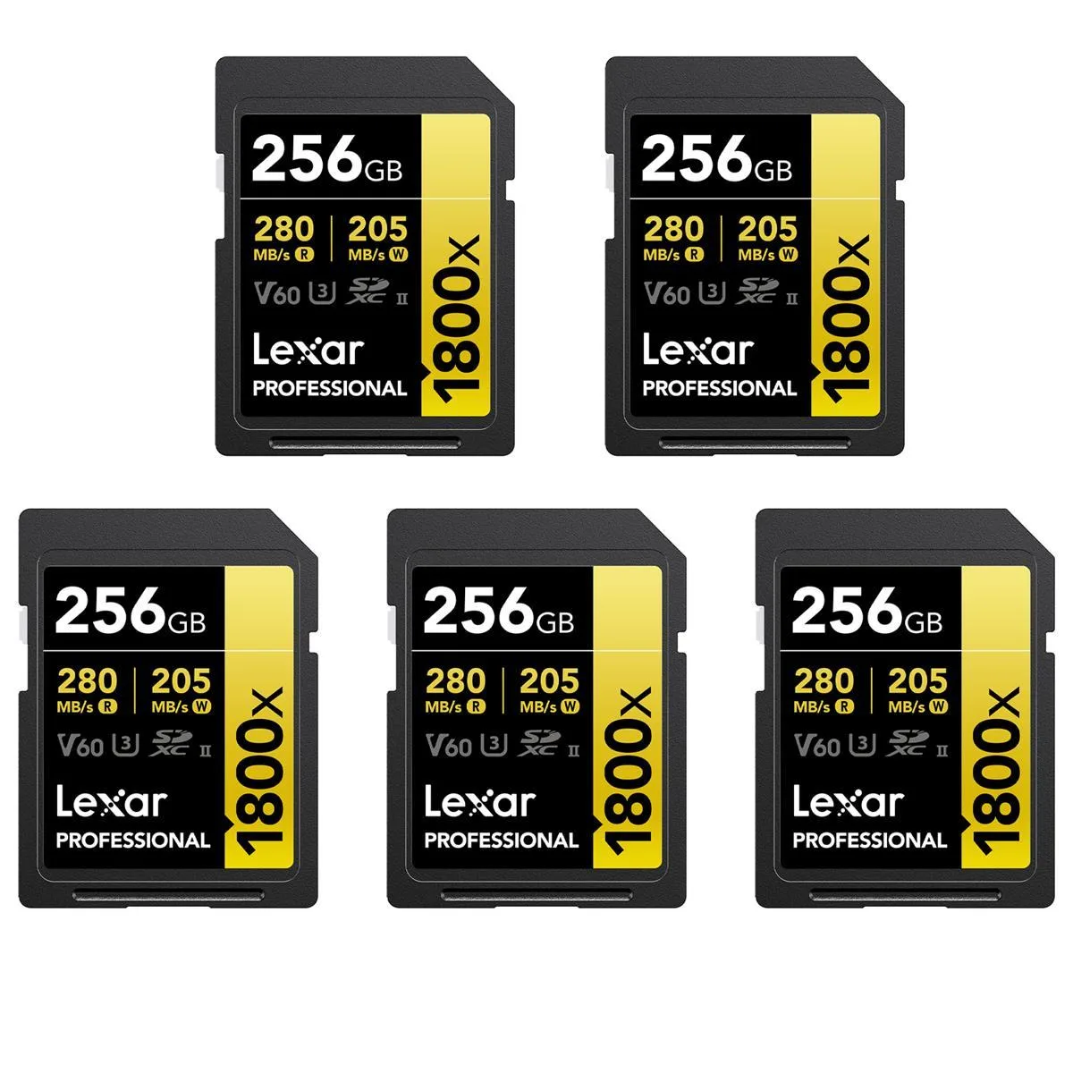 Lexar Lexar Professional 1800x 256GB UHS-II SDXC Memory Card 5-Pack — product photo
