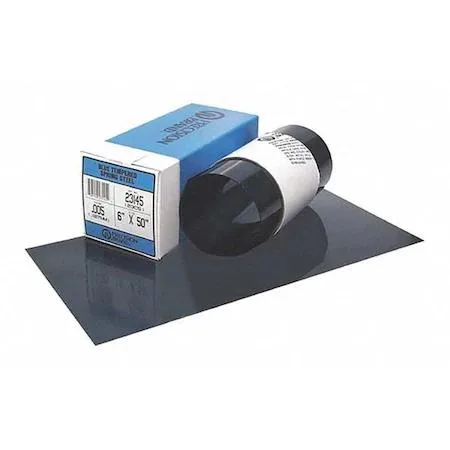 Blue tempered steel shim roll, 6 inches wide by 50 inches long, 0.005 inch thick