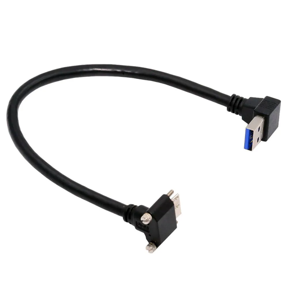 Fervit Fervit USB 3.0 A Male to Micro-B 3.0 Down Angled 90° Locking Screw Cable 25cm — product photo