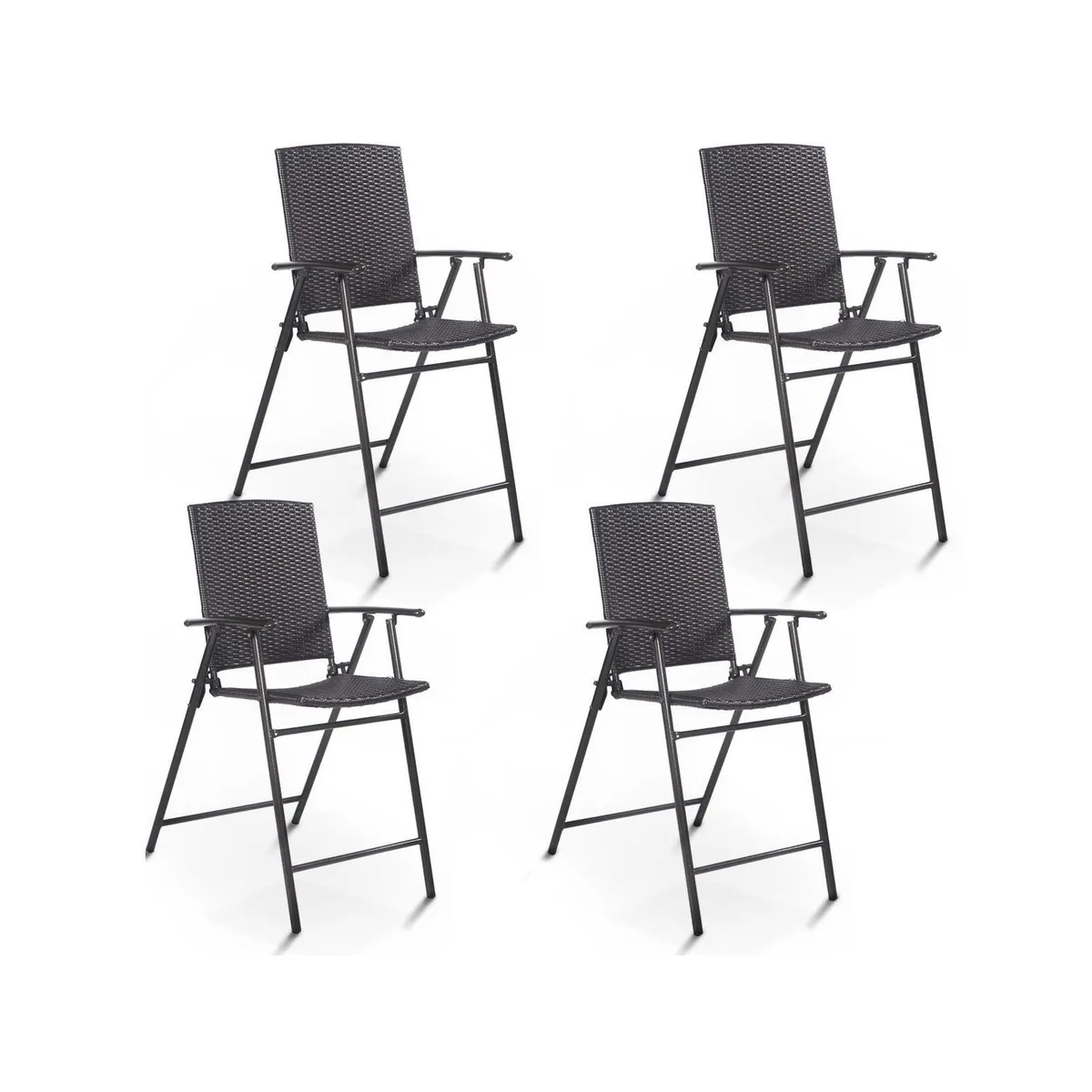 SlickBlue SlickBlue Set of 4 Folding Rattan Bar Chairs with Footrests and Armrests — product photo
