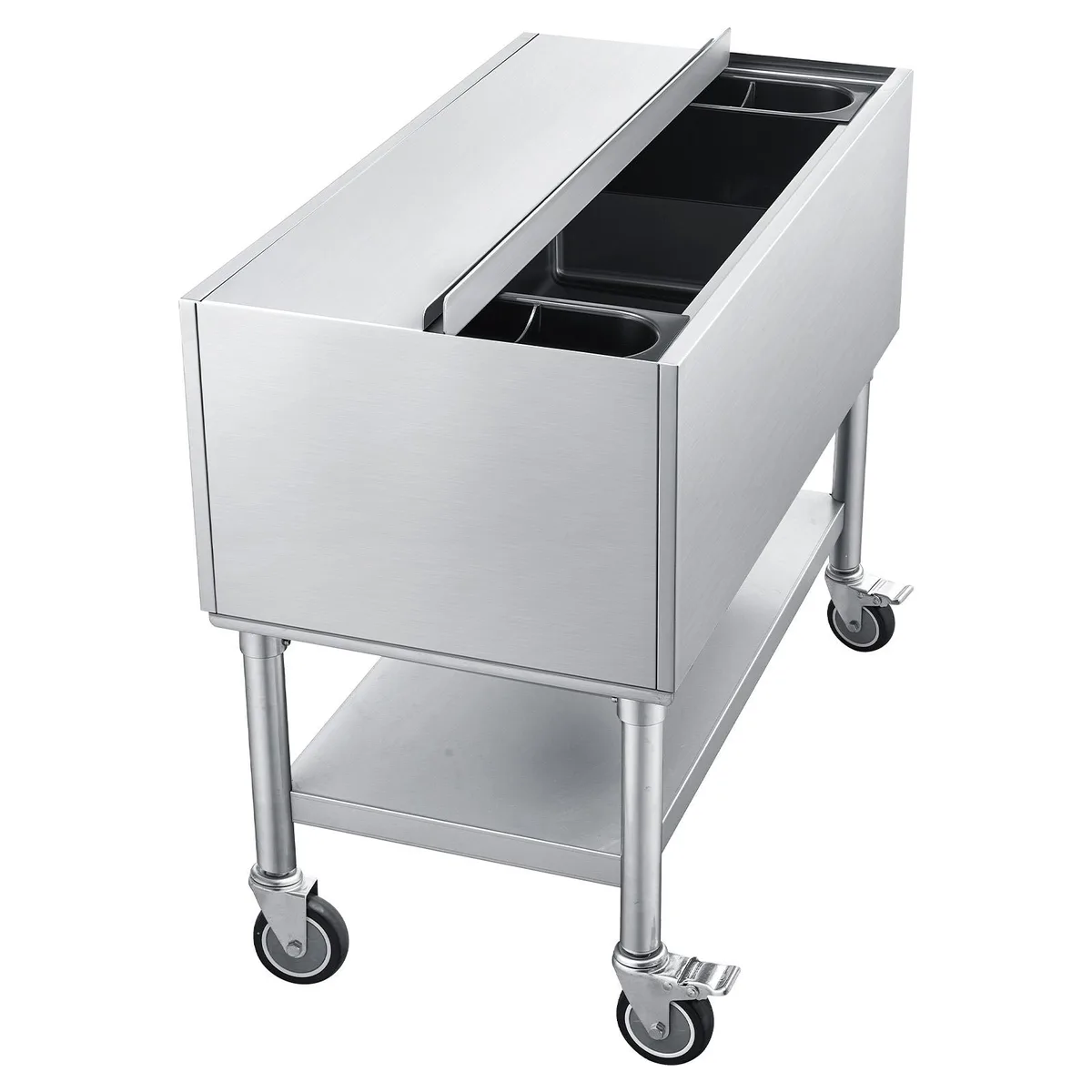VEVOR VEVOR CIBT1936C Ice Bin 100.7 Qt 36 x 19 x 35 in Stainless Steel Sliding Lid NSF — product photo