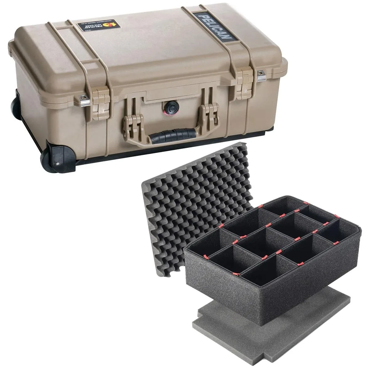 Pelican Products, Inc. Pelican Products 1510 Watertight Wheeled Carry On Hard Case Desert Tan with Foam Insert — product photo