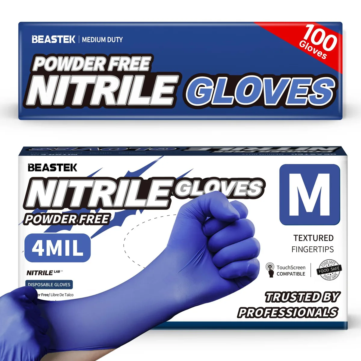 BEASTEK BTN Nitrile Gloves Blue Medium 100Ct — product photo