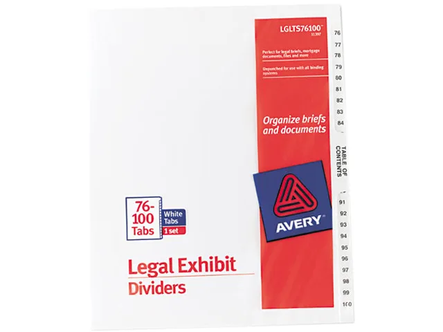 Avery Avery 11397 Index Dividers 76-100 &amp; TOC 26 tabs accessory — product photo
