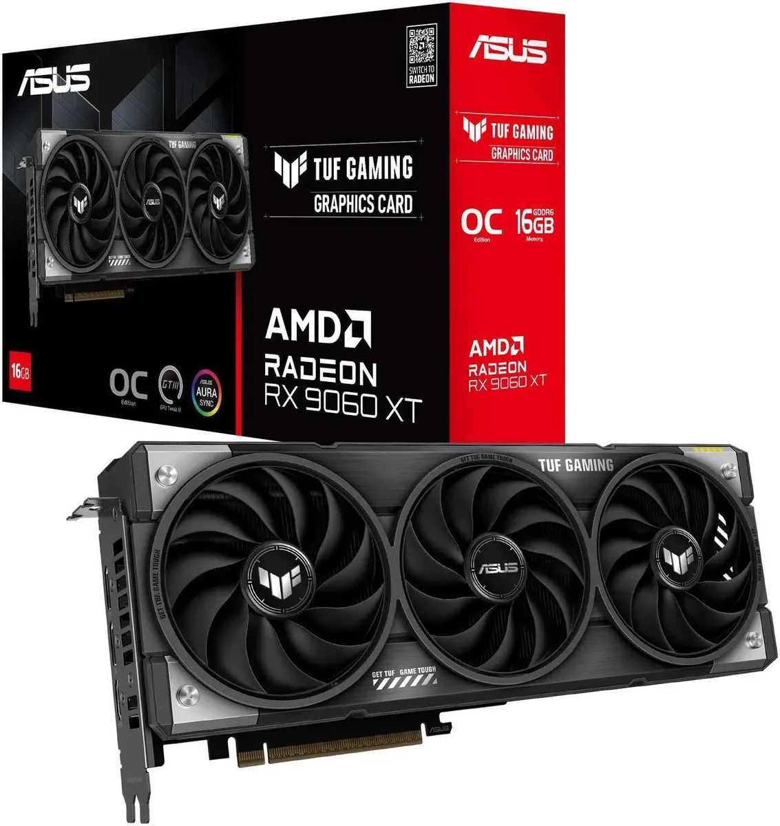 ASUS ASUS TUF Gaming Radeon RX 9060 XT 16GB GDDR6 graphics card — product photo