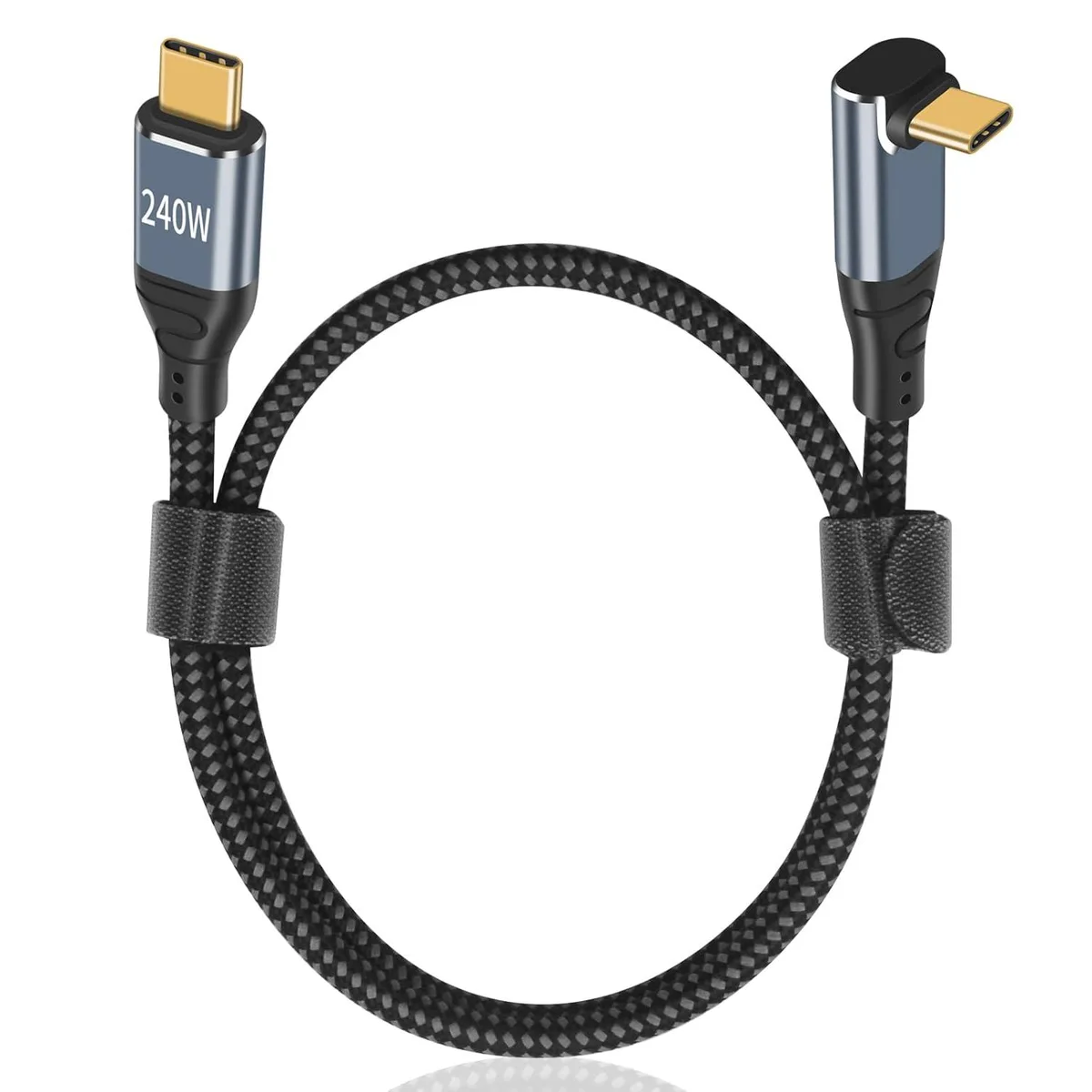 BUCIER BUCIER USB C 90 Degree Cable 1.5ft 240W PD 3.1 Braided usb cable — product photo
