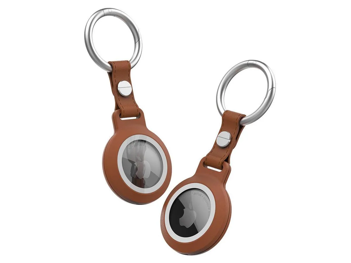 BONAEVER BONAEVER IP68 Waterproof AirTag Keychain Holder Case Brown — product photo