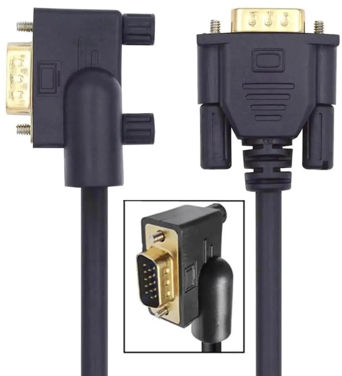 SMUGDESK SMUGDESK 90 Degree VGA RGB Cable 1m 3.3ft 3COAX+6C Right Angled Male to Straight Male — product photo