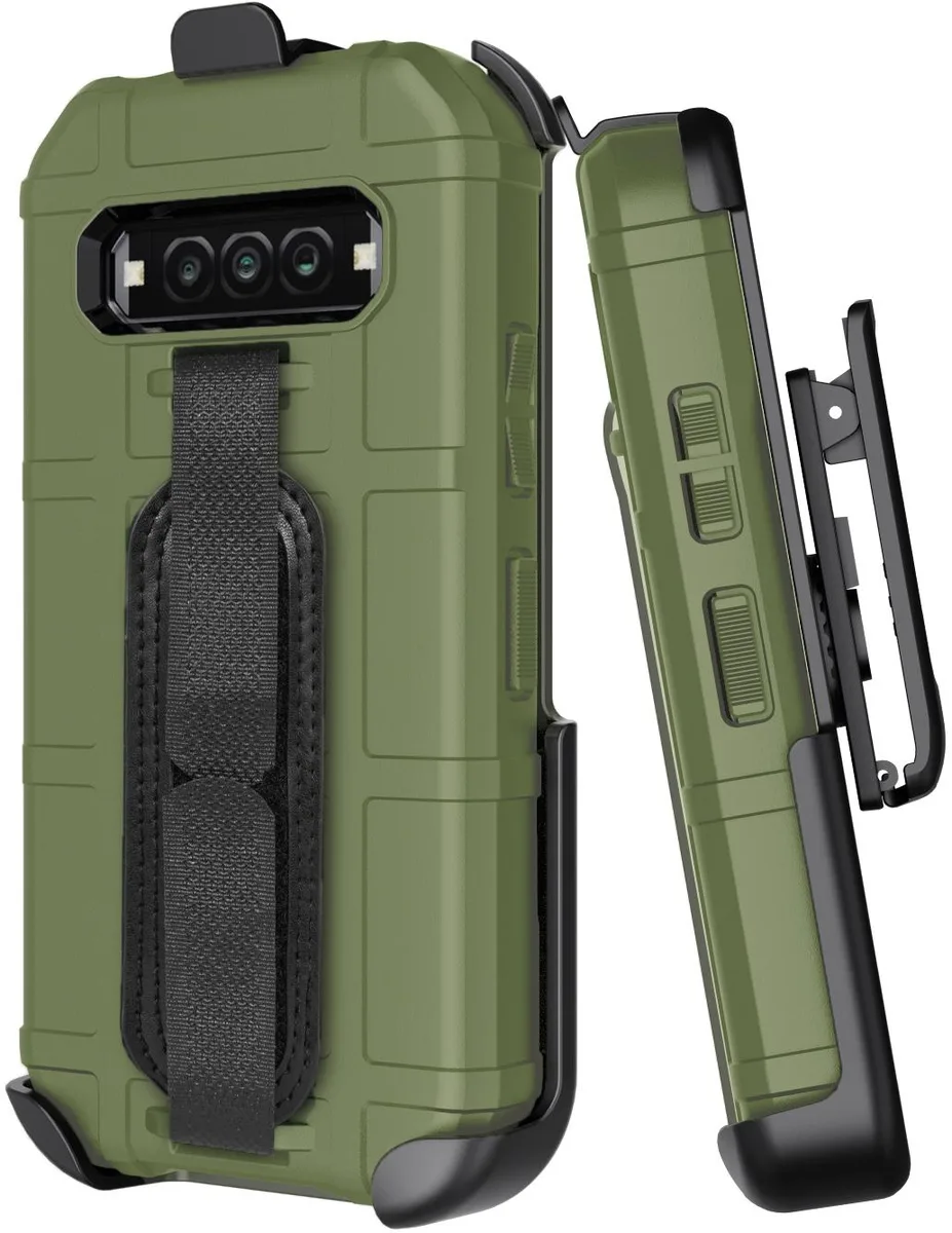 Nakedcellphone Nakedcellphone Special Ops Rugged Shield Case + Hand Strap + Belt Clip for Kyocera DuraForce Pro 3 Olive Green — product photo