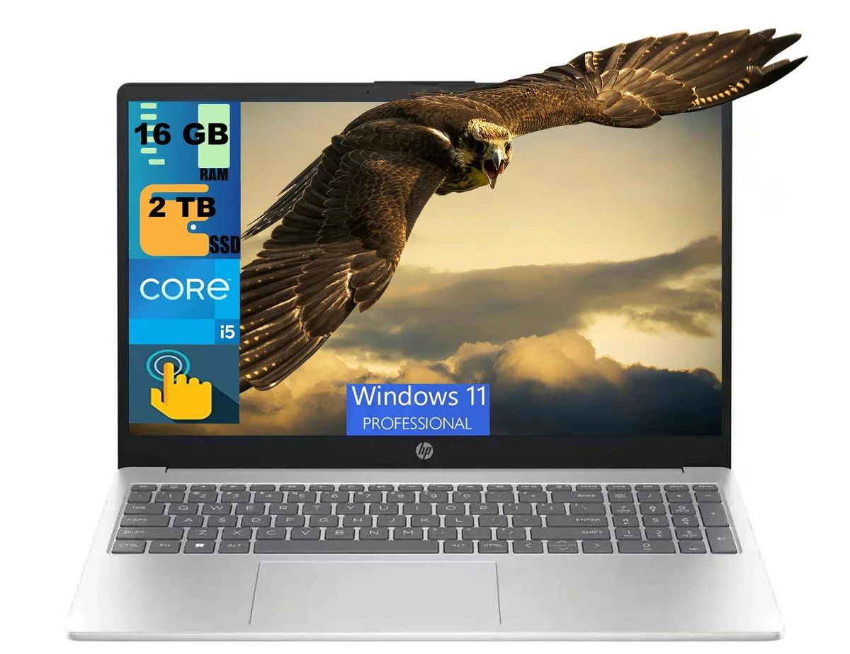HP HP 15 Raider laptop Intel Core i5-1235U 10-core 16GB 2TB 15.6 HD touchscreen Silver — product photo
