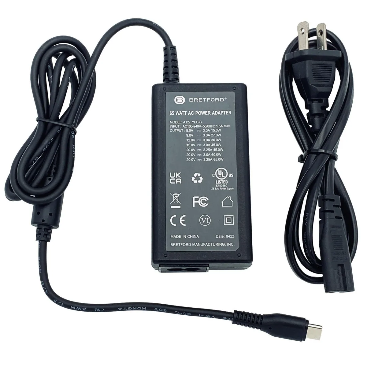 Bretford Bretford A12-TYPE-C 65W USB-C power adapter — product photo