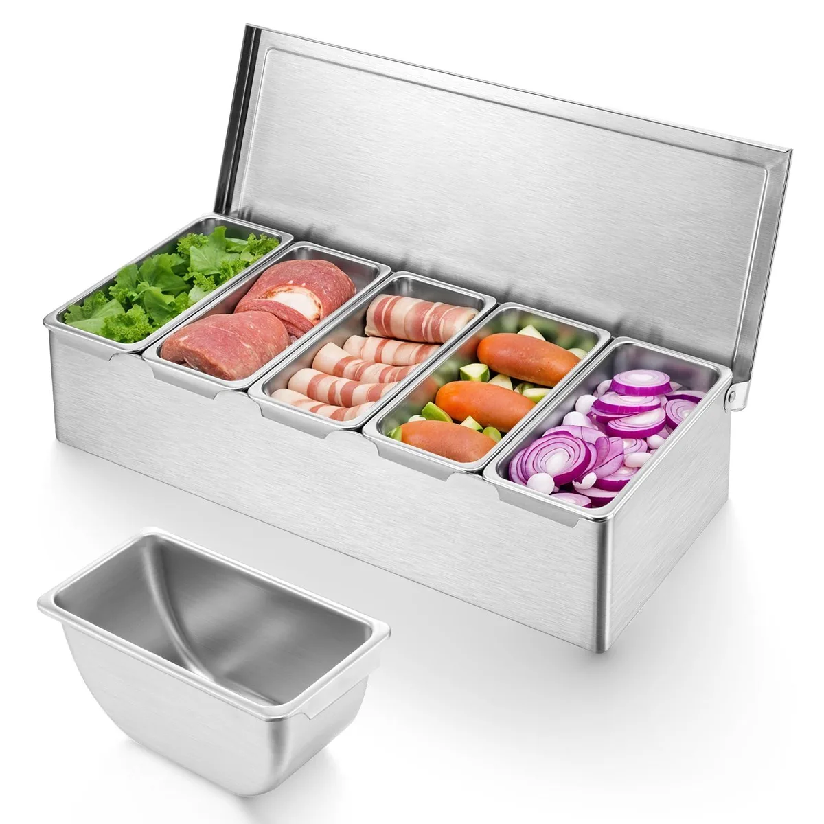 DNBeffulgent DNBeffulgent Pizza Topping Station 5 Containers 0.4 L Stainless Steel — product photo