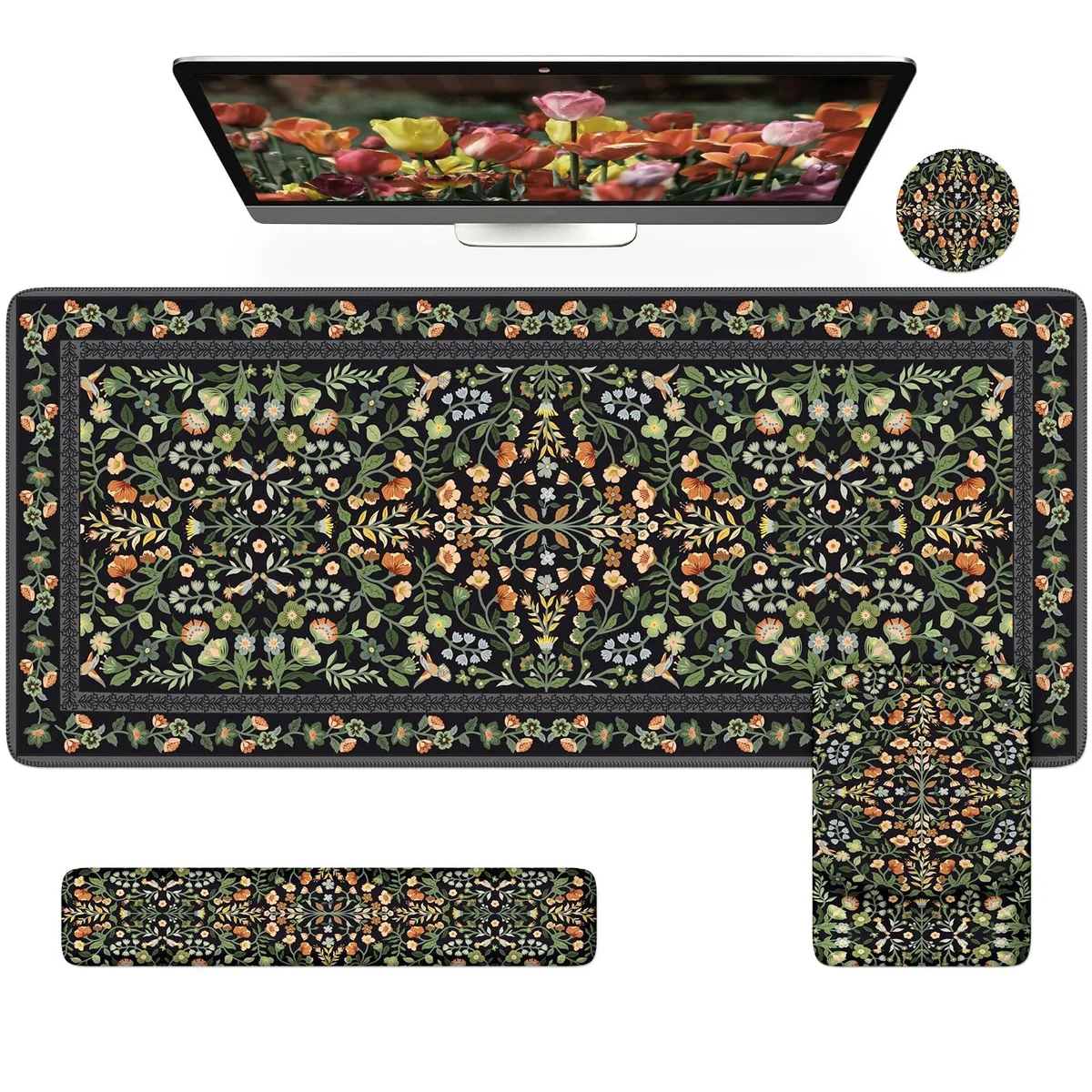  iCasso Ergonomic Large Desk Mat Set Black 35.4 x 15.7 in — product photo