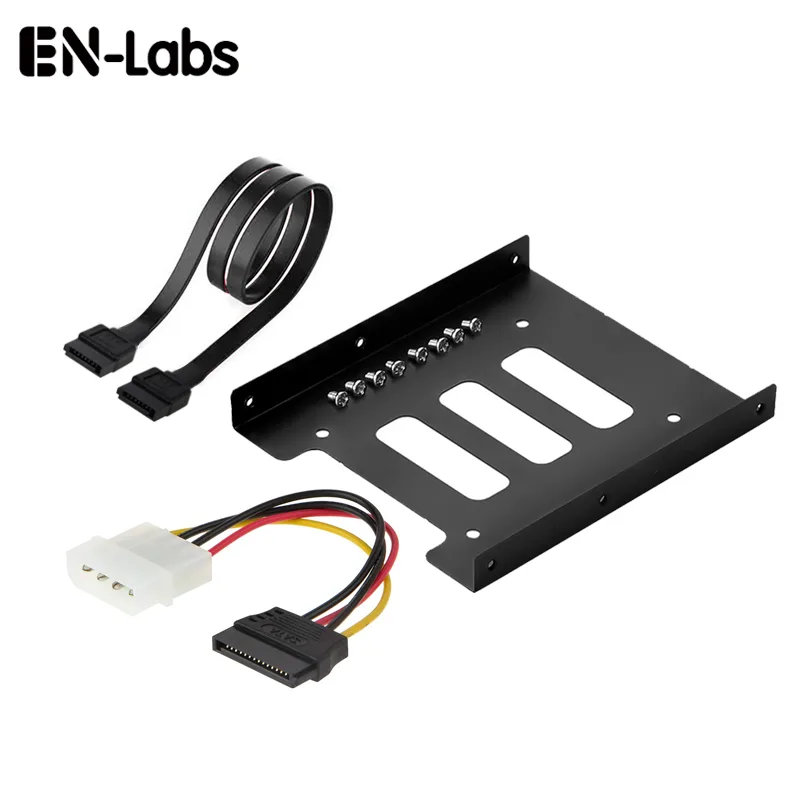 EN-Labs EN-Labs KIT-2.5-3.5-MA 2.5 to 3.5 hard drive adapter with 18" SATA cable and 6" Molex power cable — product photo