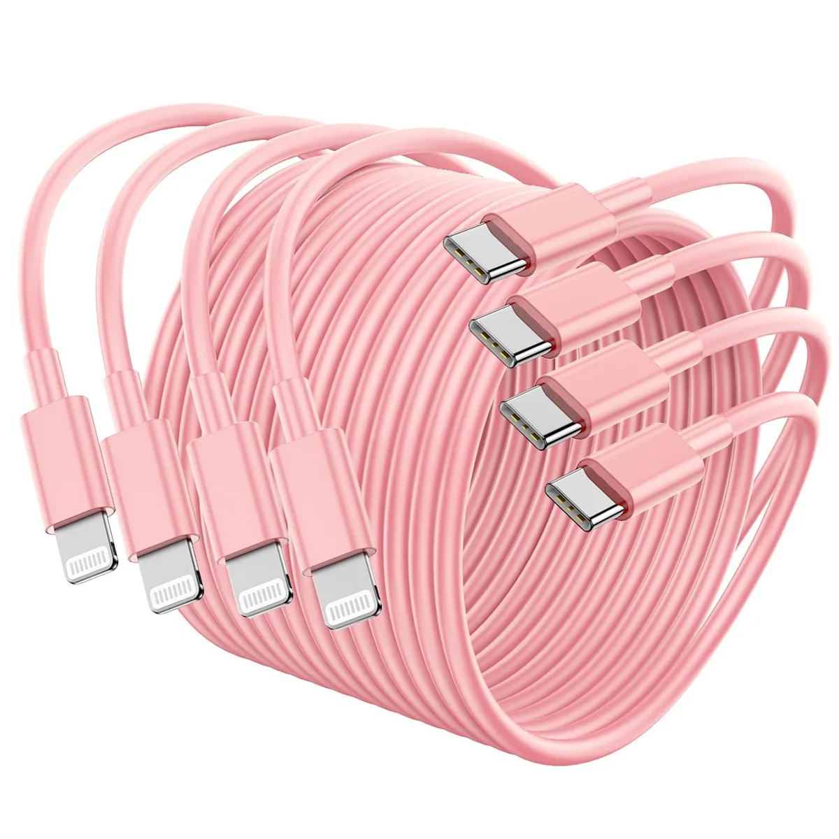  Essri Z-J16 USB C to Lightning cable 6ft 4-pack pink 2.4A MFI — product photo