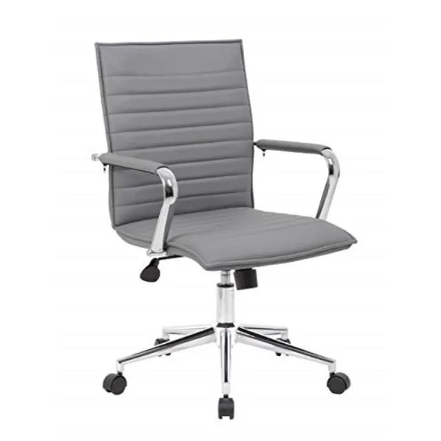 BOSS Office Products BOSS Office Products B9533C-GY Grey Vinyl Chair 25 inch Base 275 lbs Capacity — product photo