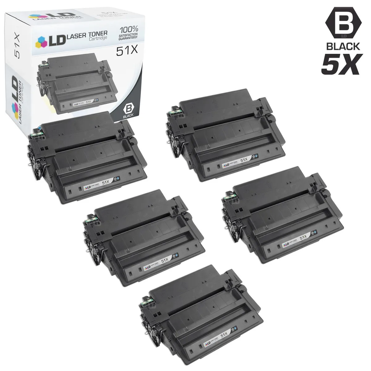 LD Products LD Products HP 51X (Q7551X) 5-Pack High Yield Black Toner Cartridges — product photo