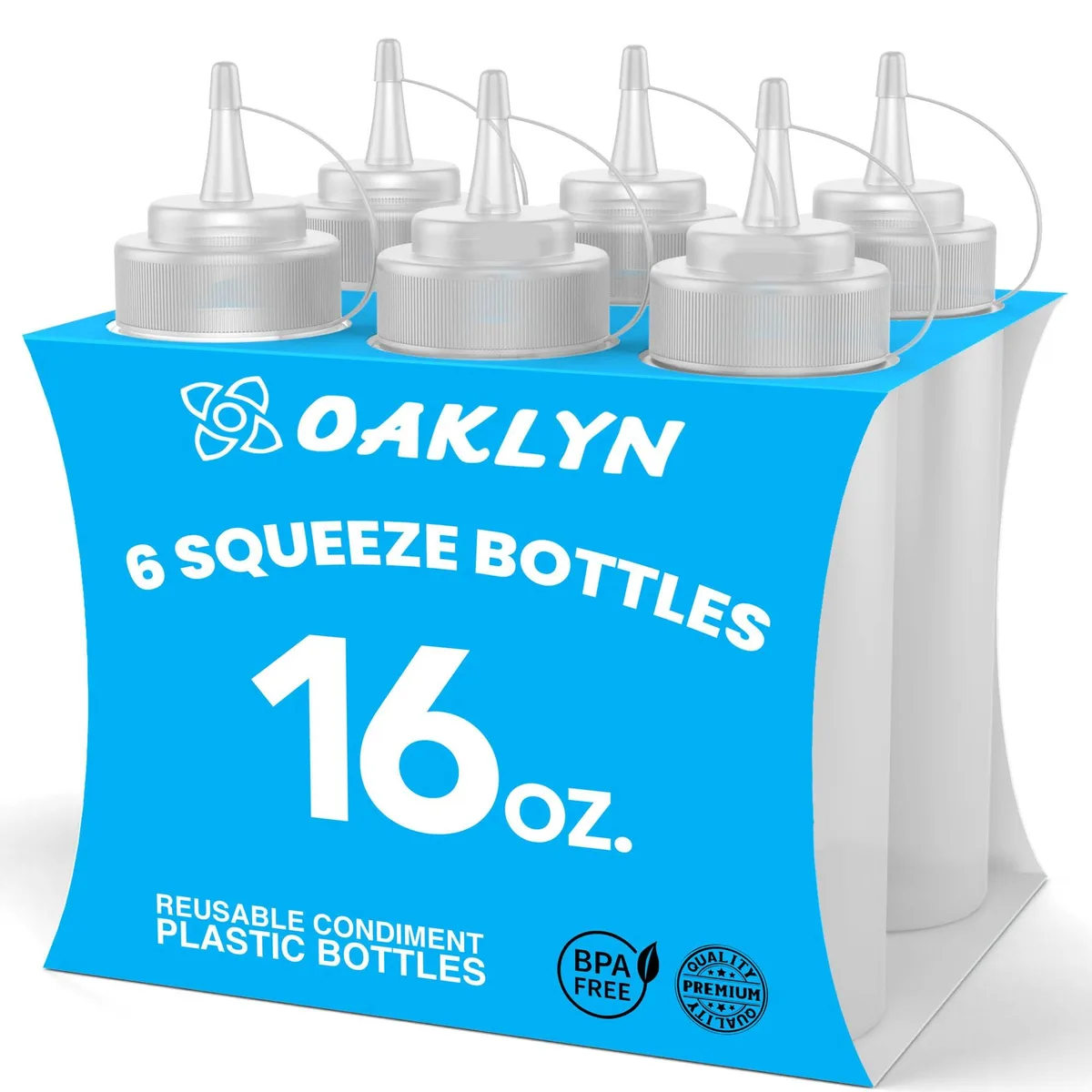  Metra 16oz 6 Pack Condiment Squeeze Bottles Applicators — product photo