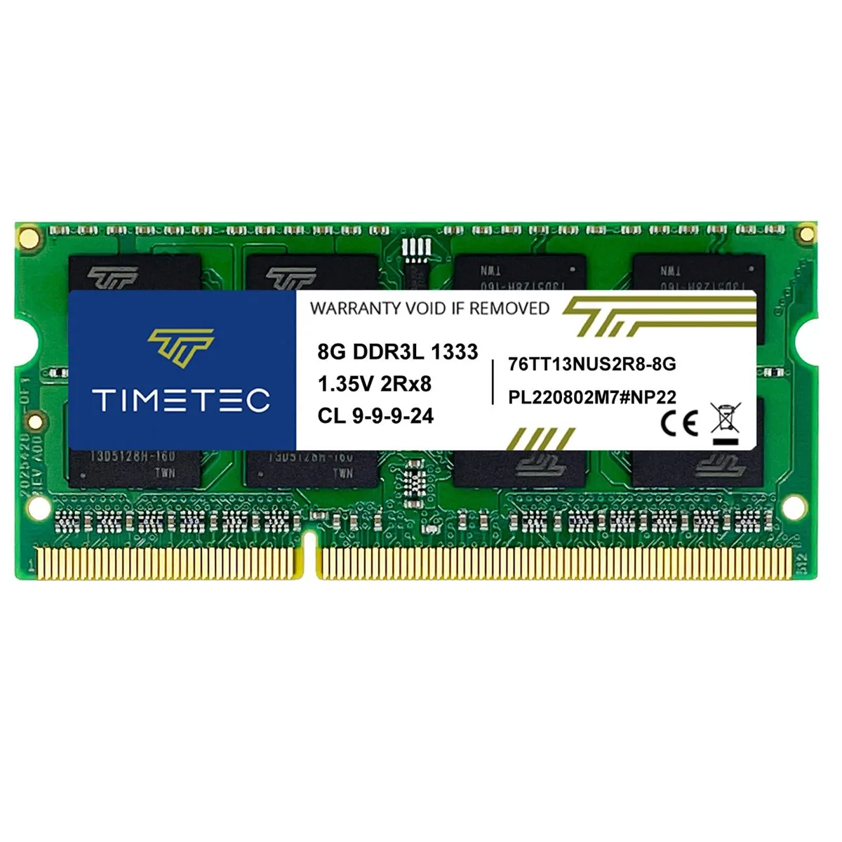 Timetec Timetec 8GB DDR3 1333MHz PC3-10600 CL9 2Rx8 204-Pin SODIMM Laptop RAM — product photo