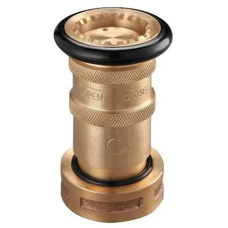 Brass industrial fog nozzle with black bumper, 1-1/2 inch swivel inlet