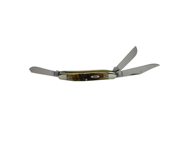 Case 128 Stockman pocket knife with amber jigged bone handles and nickel silver bolsters