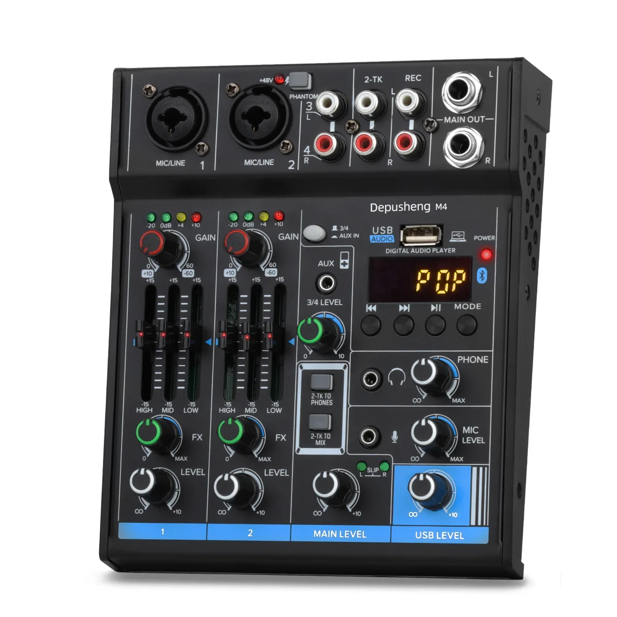 DEPUSHENG DEPUSHENG M4 Black 4-channel DJ mixer — product photo