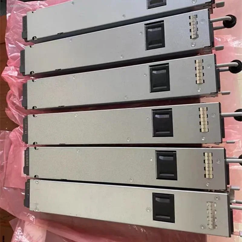 Rectangular ATX power supply unit with matte black metal casing and cooling fan grille