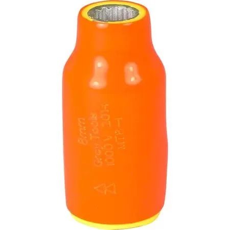 8mm 3/8" drive 12-point insulated socket with orange and yellow layers
