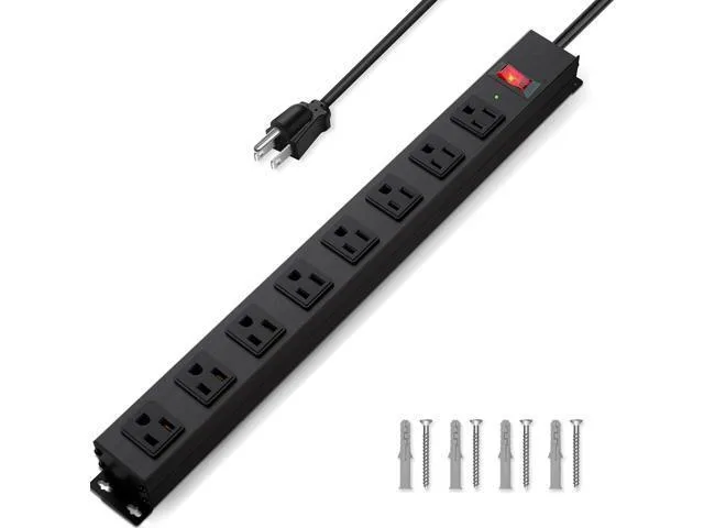 LORDWORLD LORDWORLD 8 Outlet Surge Protector 6ft 2100J 15A 14AWG Black — product photo