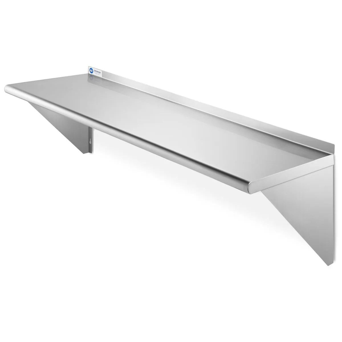 Gridmann Gridmann 12" x 48" Stainless Steel Wall Mount Shelf with Backsplash, 16 Gauge, NSF Certified — product photo