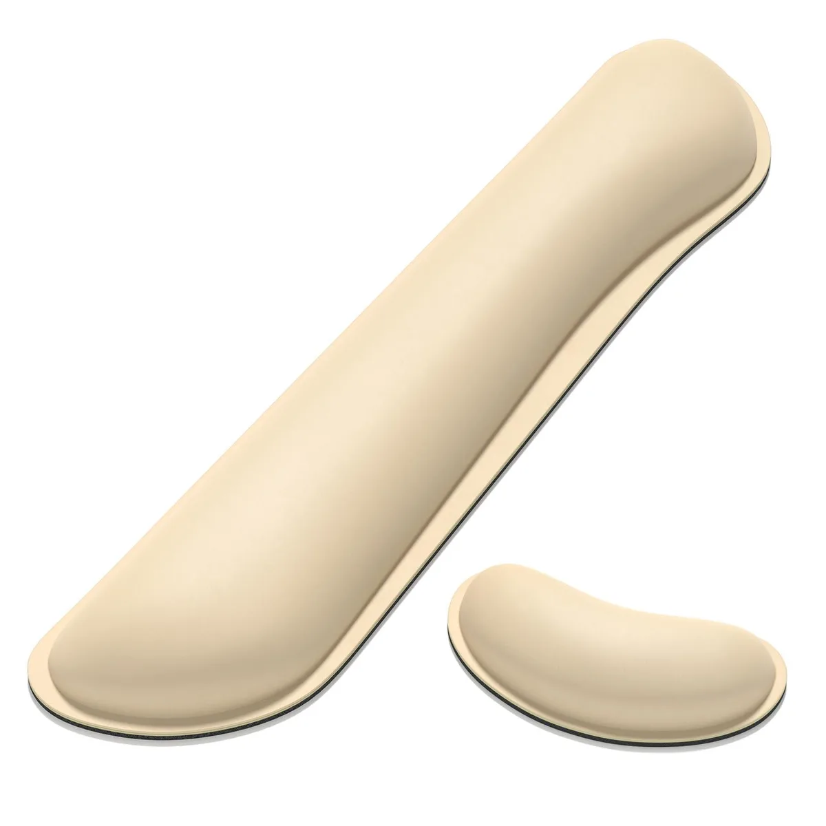 Colonial White keyboard and mouse wrist rest set, faux leather surface, memory foam core, non-slip base