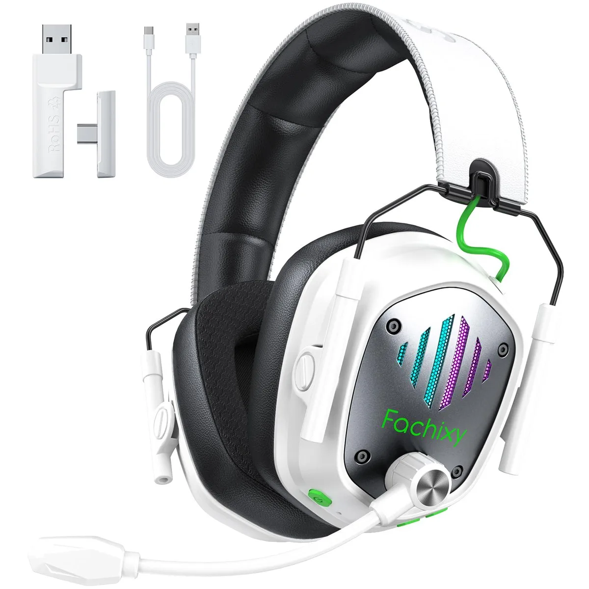 Fachixy VK81 Wireless Gaming Headset White 60h 2.4GHz Bluetooth 5.4 — product photo