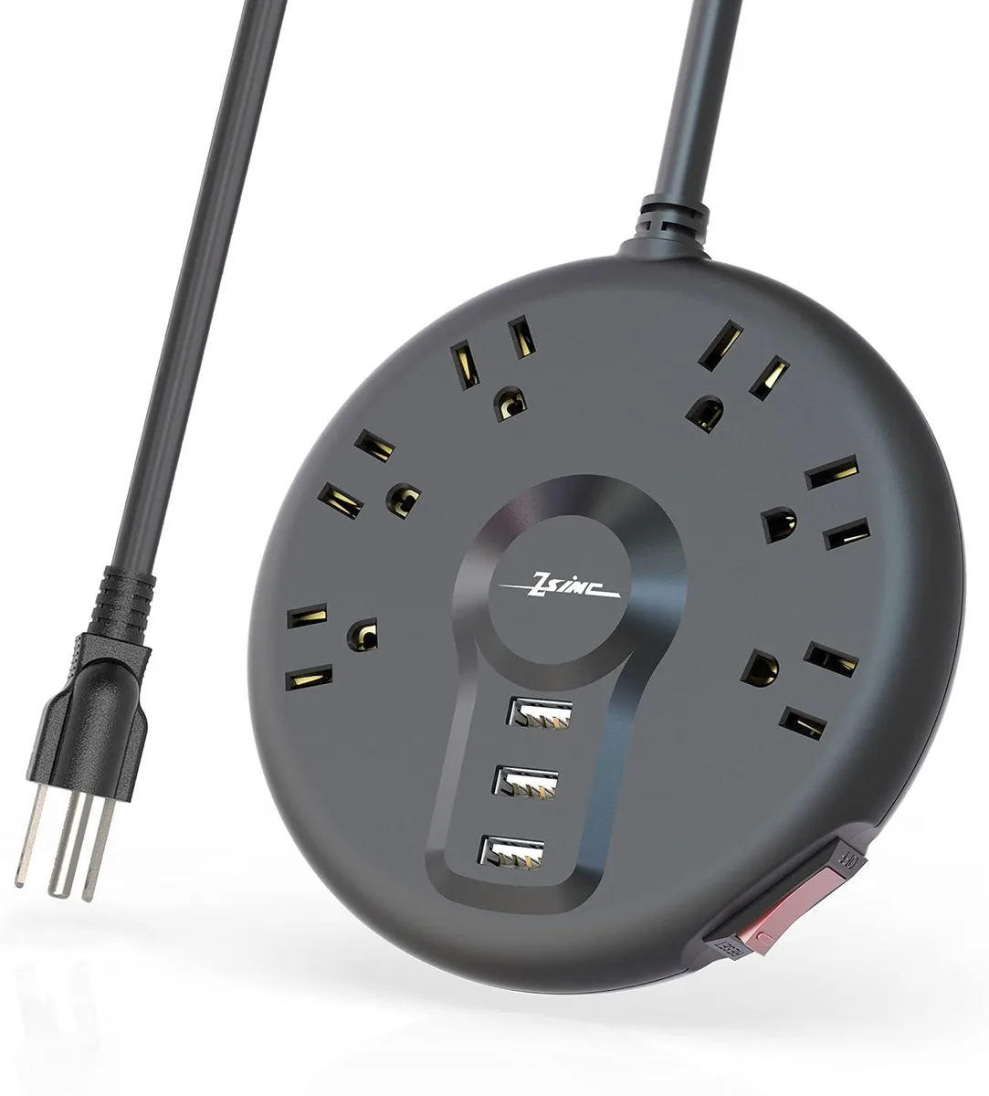 PISKEKAT PISKEKAT Power Strip 6 Outlets 3 USB 6.5ft Black — product photo