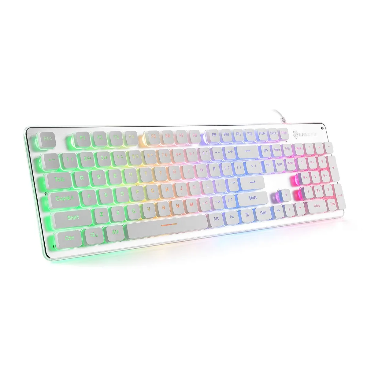  LANGTU L1 White/Silver Membrane Gaming Keyboard 104 Keys 17.7 in — product photo