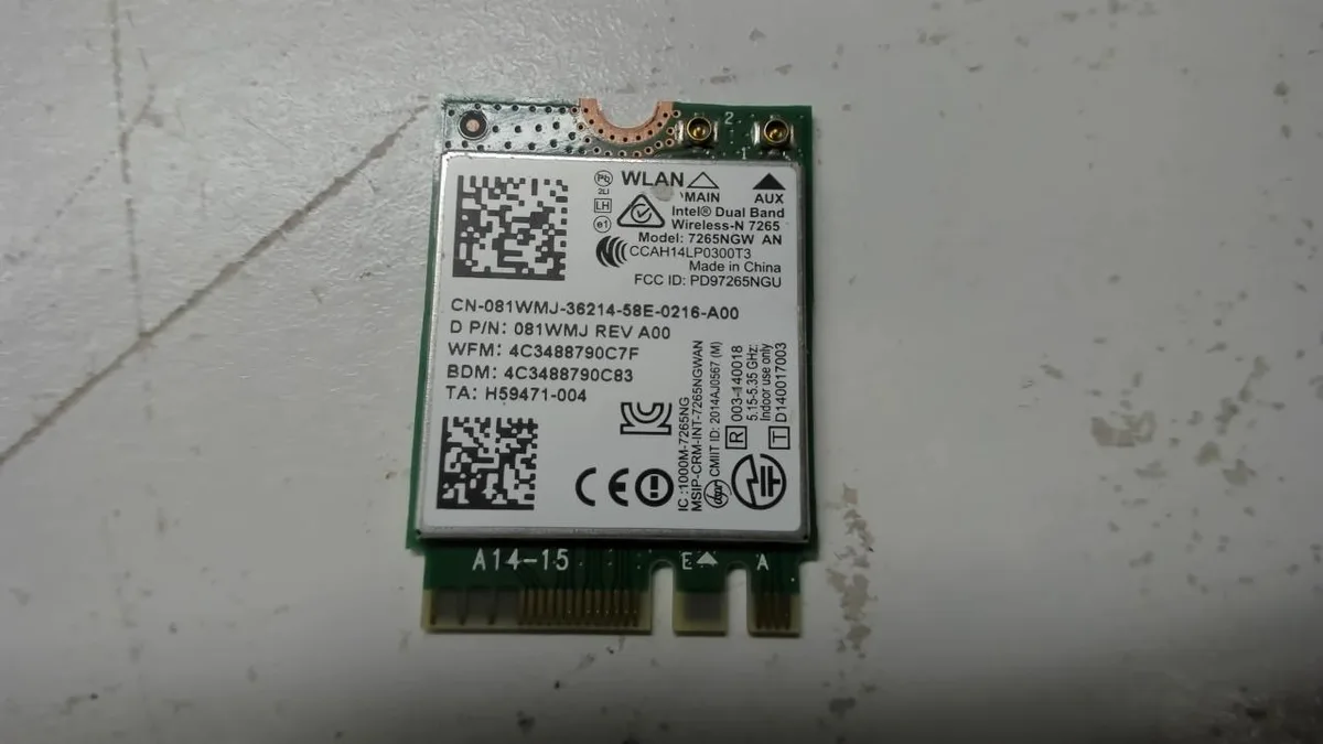 DELL DELL 7265NGW M.2 Wi-Fi adapter Intel Wireless-AC 7265 Bluetooth v4.0+HS — product photo