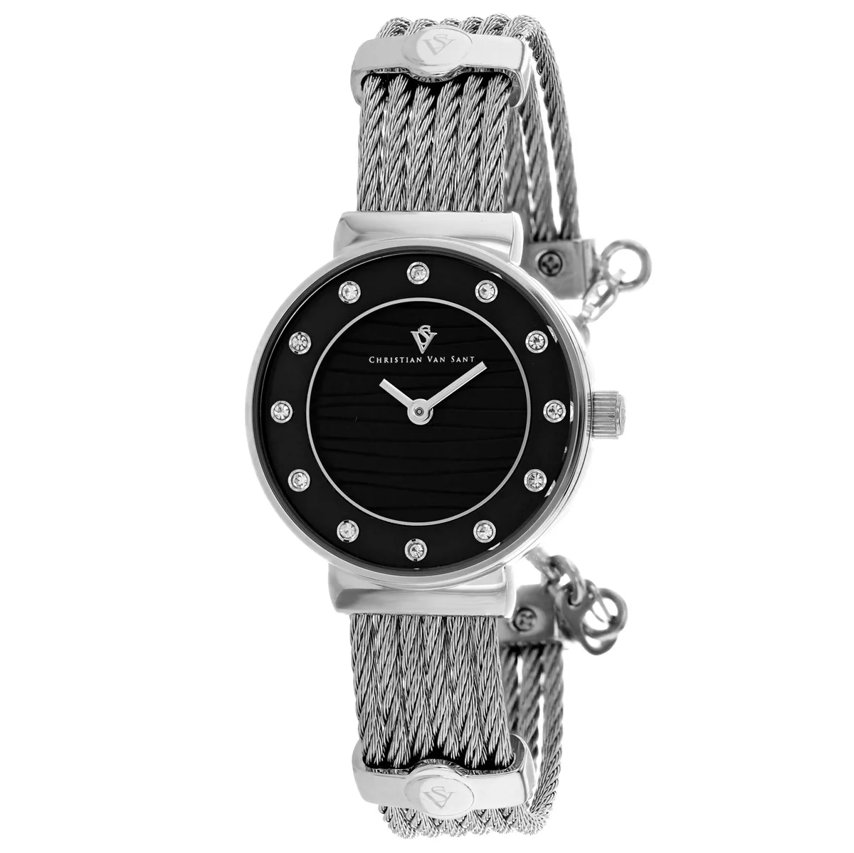 Stainless steel watch with black dial and bracelet