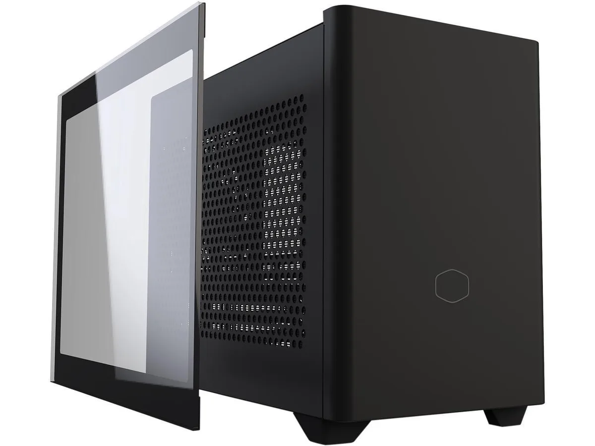 Black mini-ITX mini tower case with compact rectangular shape